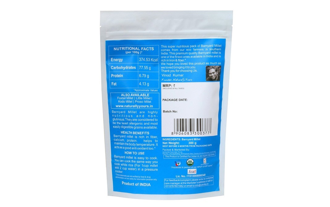 Naturally yours Barnyard Millet    Pack  300 grams